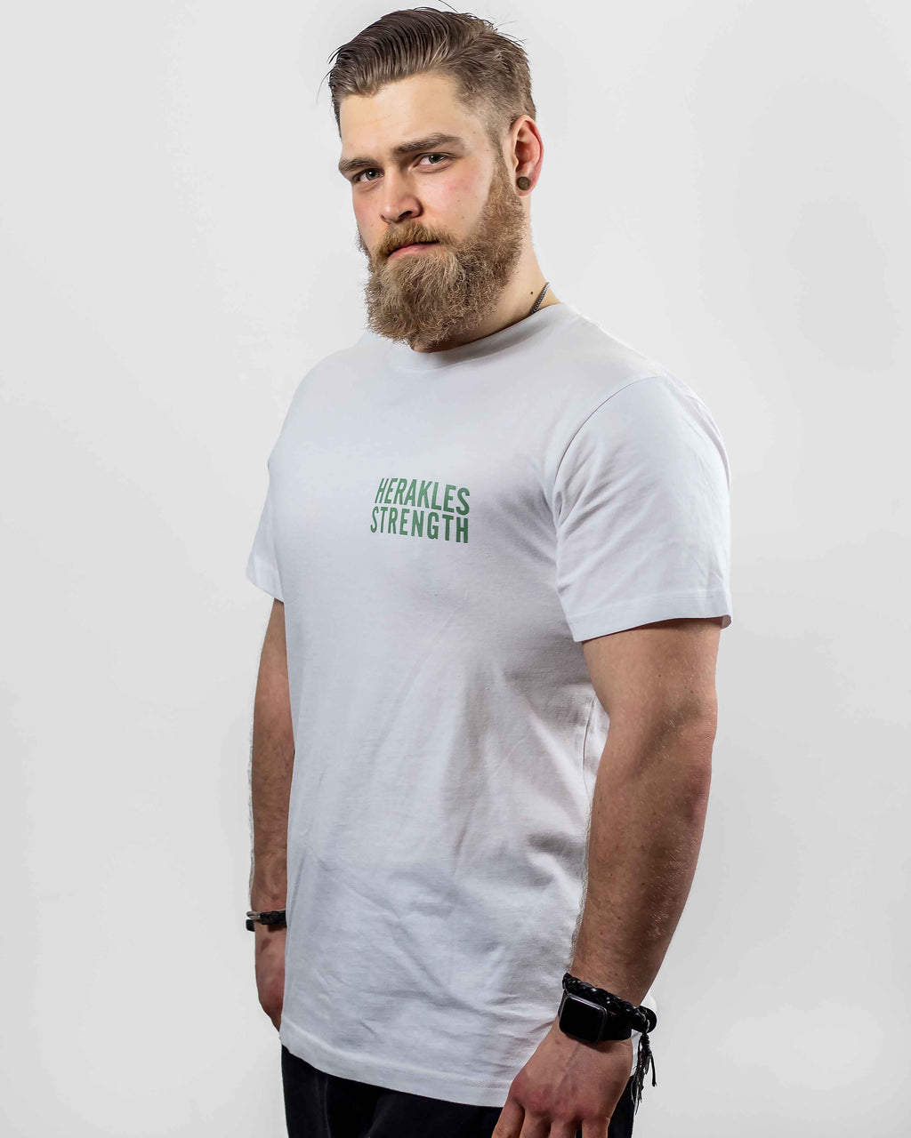 Herakles-Strength Olive On White Shirt