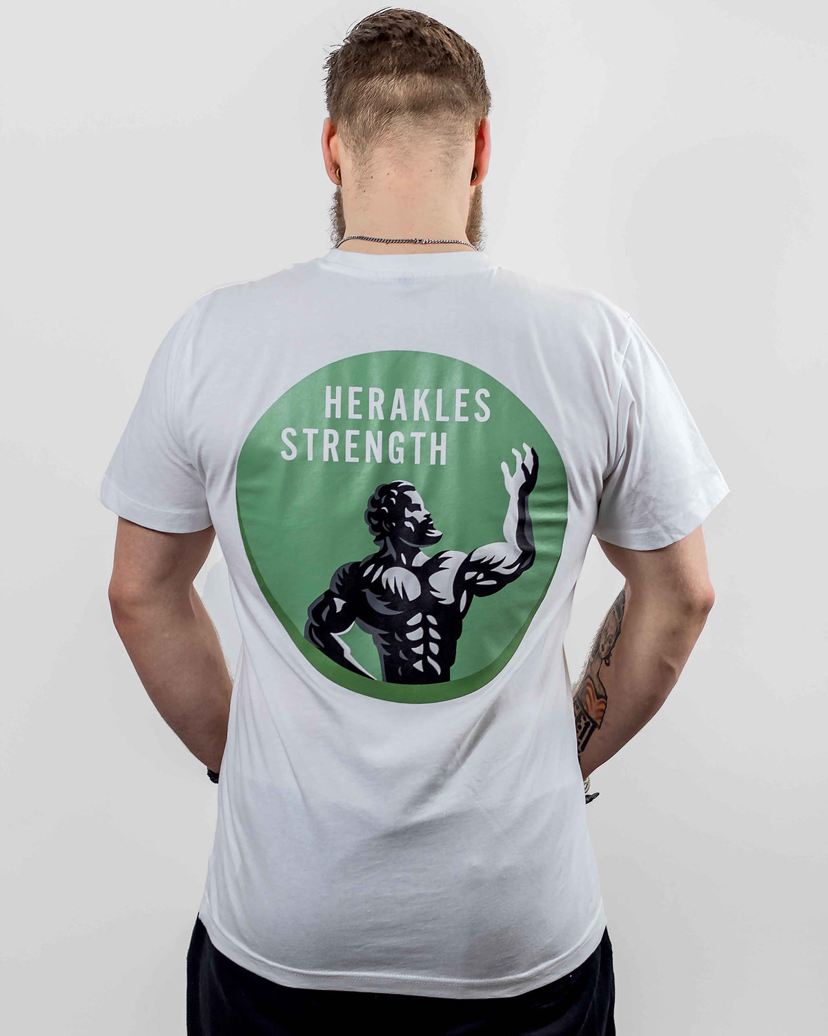 Herakles-Strength Olive On White Shirt